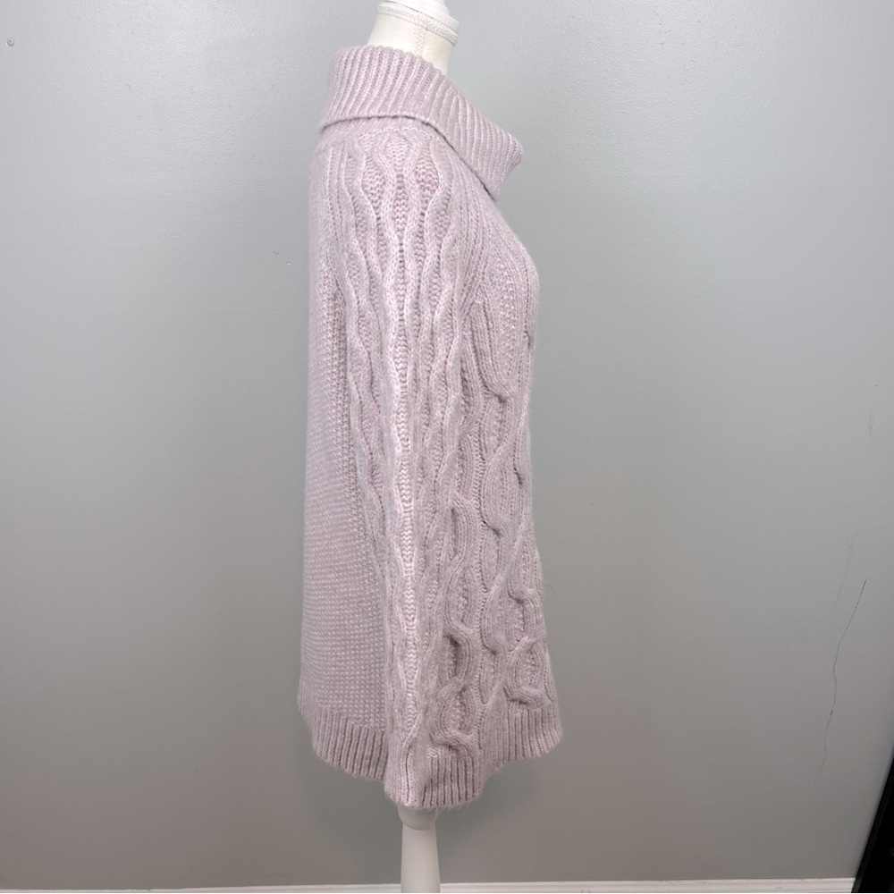 Pilcro lavender open shoulder chunky knit turtleneck sweater, small. - Picture 4 of 8